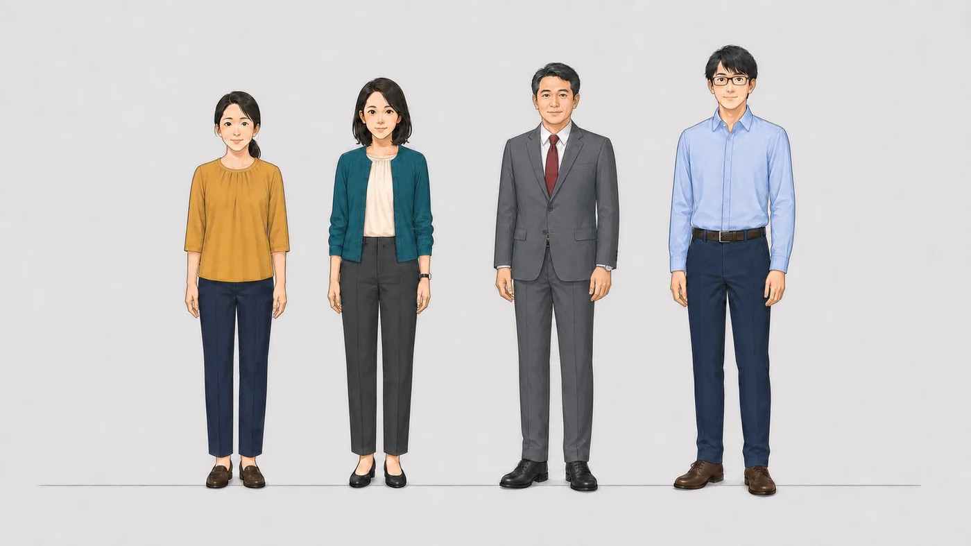 青葉ビジネスソリューション総務部の4人。左から山本由紀、田中美咲、総務部長、佐藤健太