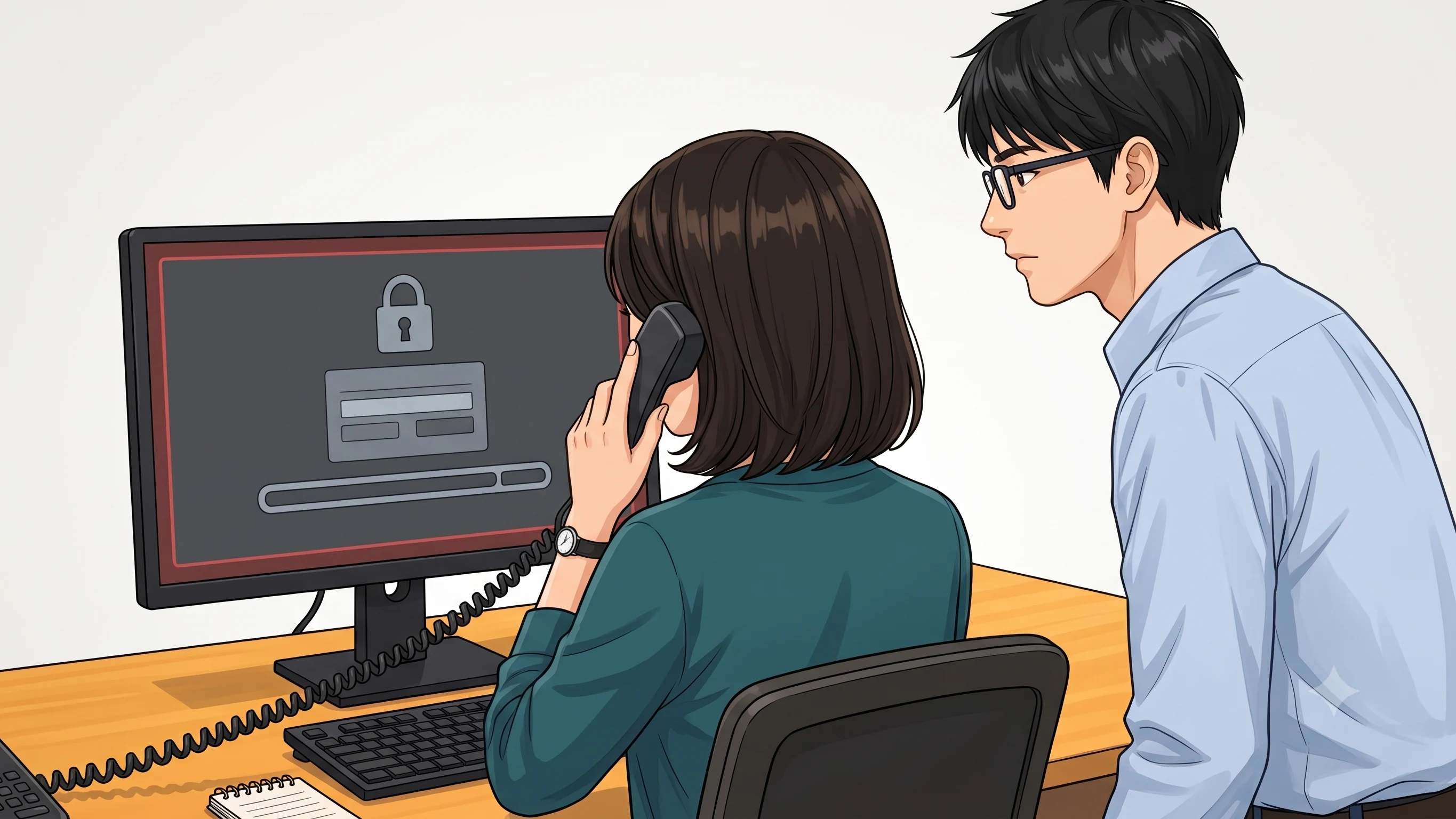 脅迫文らしき表示の場面